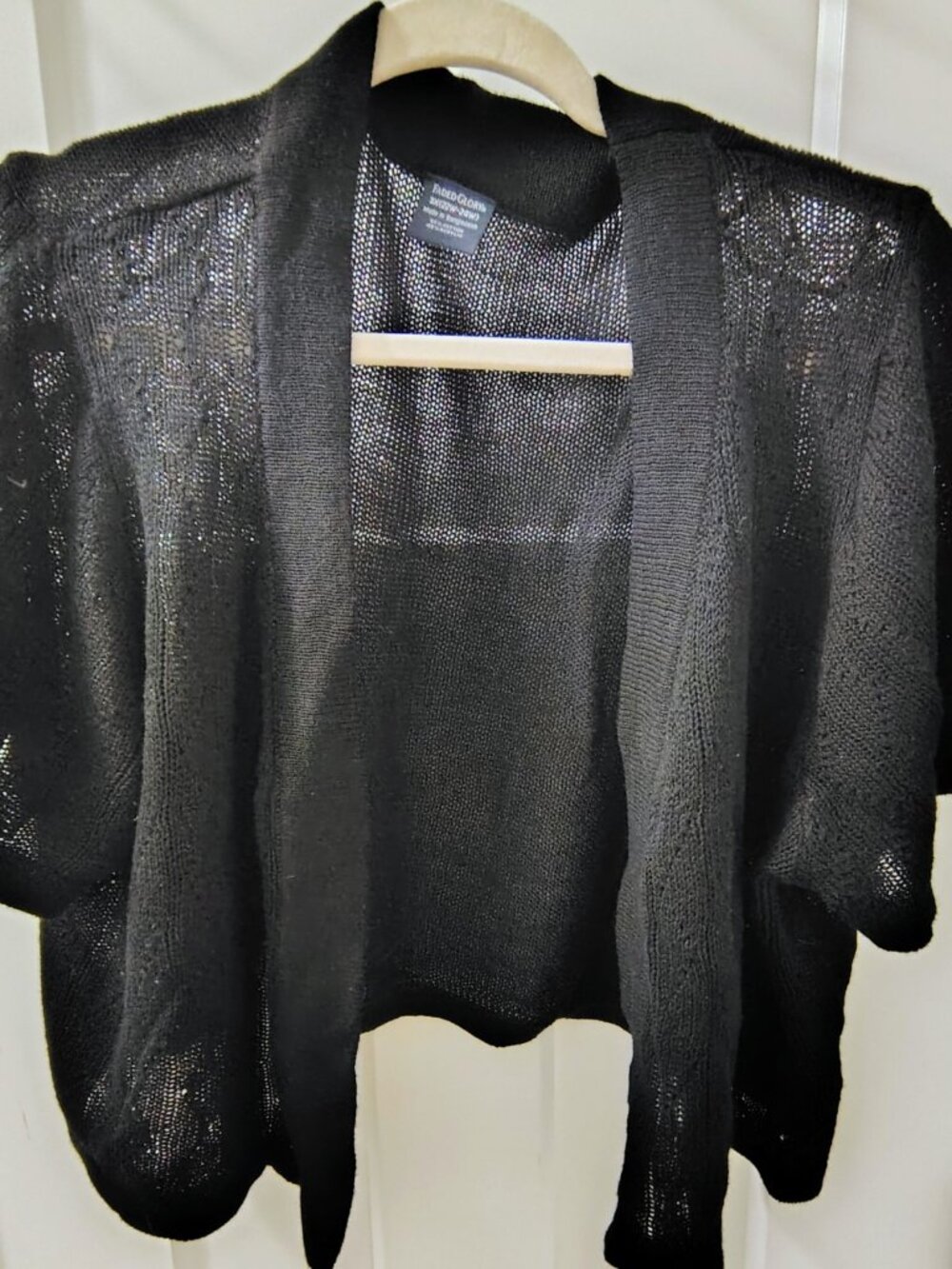 Faded Glory Woman's Black Open Front Short Sleeve 3X Cardigan